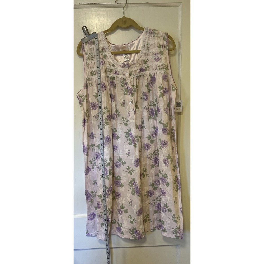 Barbizon Nightgown & Robe Set NWT Sz Large Floral Lilacprint Vtg Lace Smocking - Picture 12 of 16